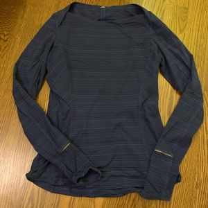 Lululemon Black and Blue Striped long Sleeve shirt Size 6